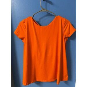 Susana Monaco Orange Maternity Oversized Short Sleeve Top With Back Bow Tie, SM